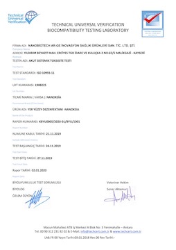 ISO 10993-11, The product do not cause Acute Systemic Toxicy